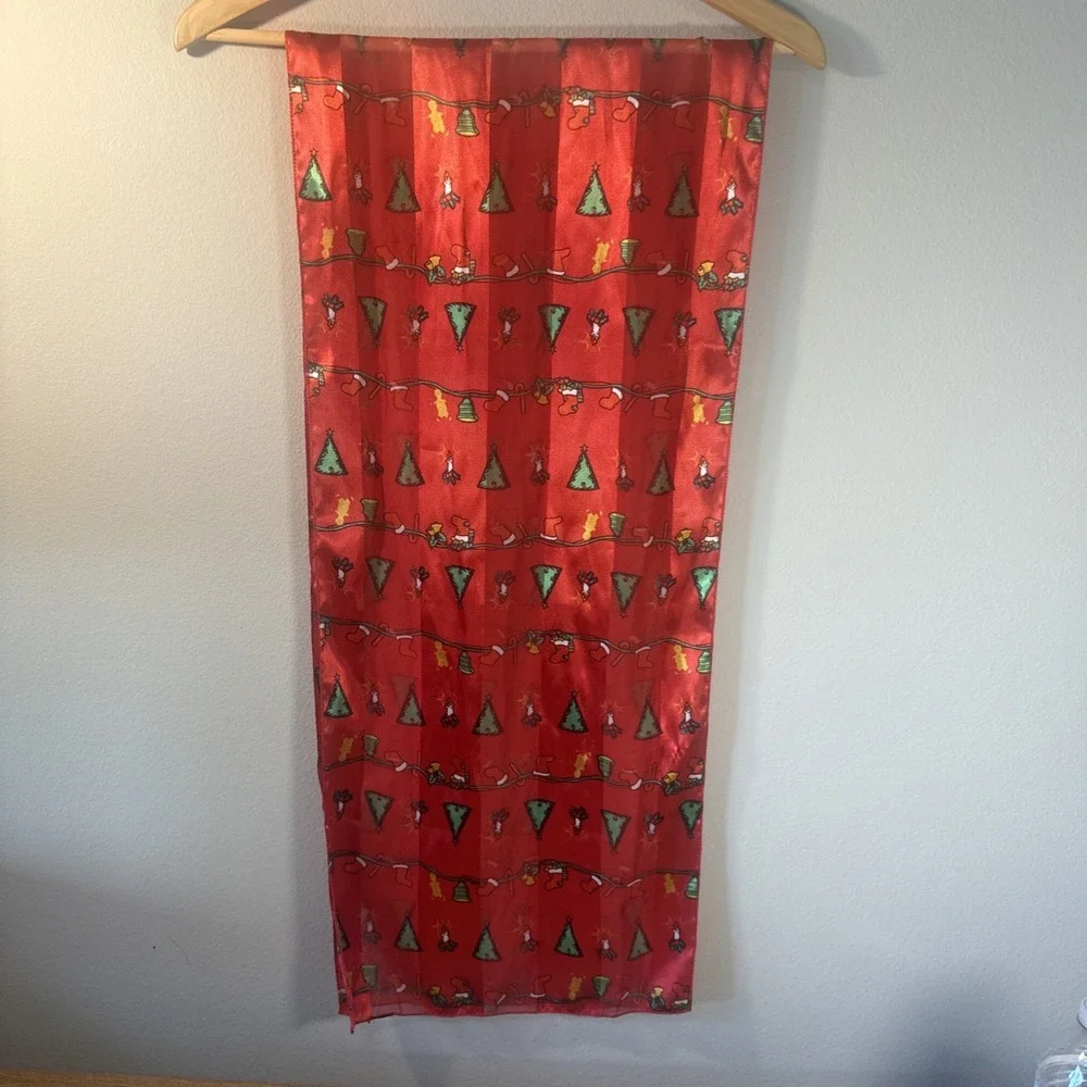 Women's Scarf‎ Red Christmas Tree Designed 59/Long 13 Wide Multicolor 1546